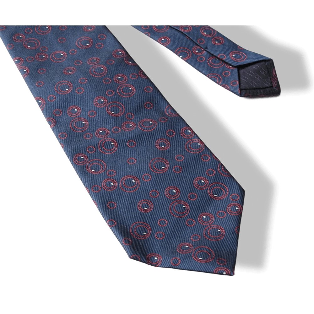 Hermes Navy Red White Circles Heavy Silk Tie, New! - poupishop
