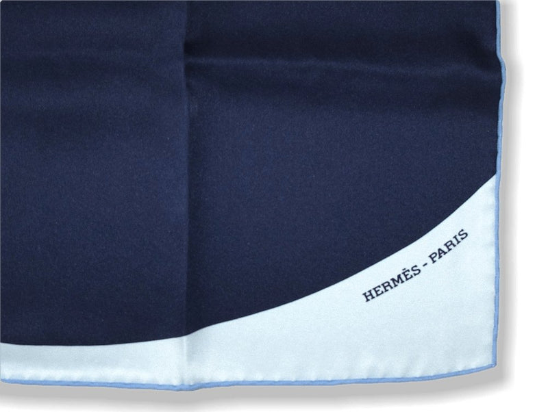 Hermes Navy & Sky Blue Mega Pois Vintage Silk 70, NIB! - poupishop