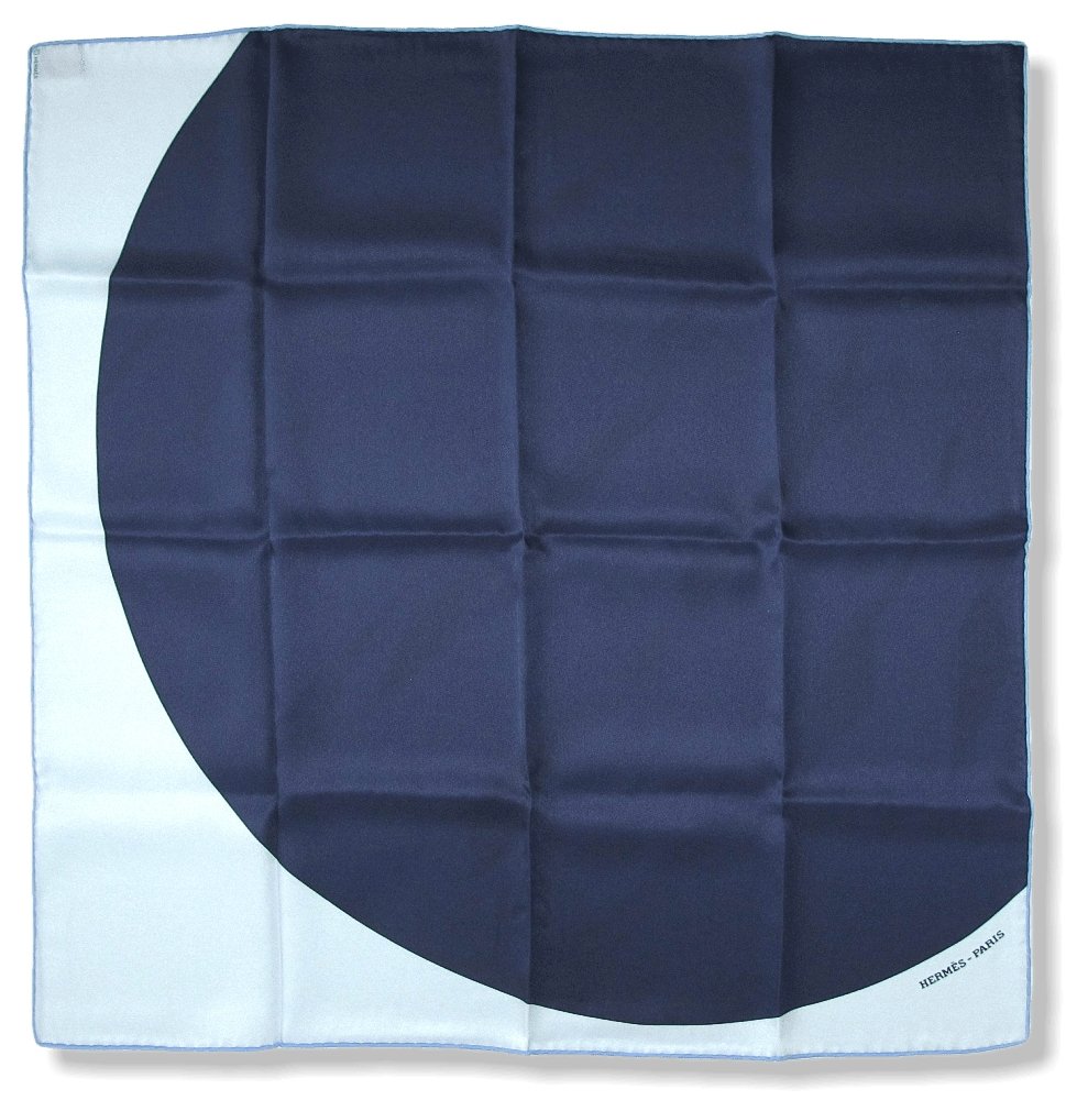 Hermes Navy & Sky Blue Mega Pois Vintage Silk 70, NIB! - poupishop
