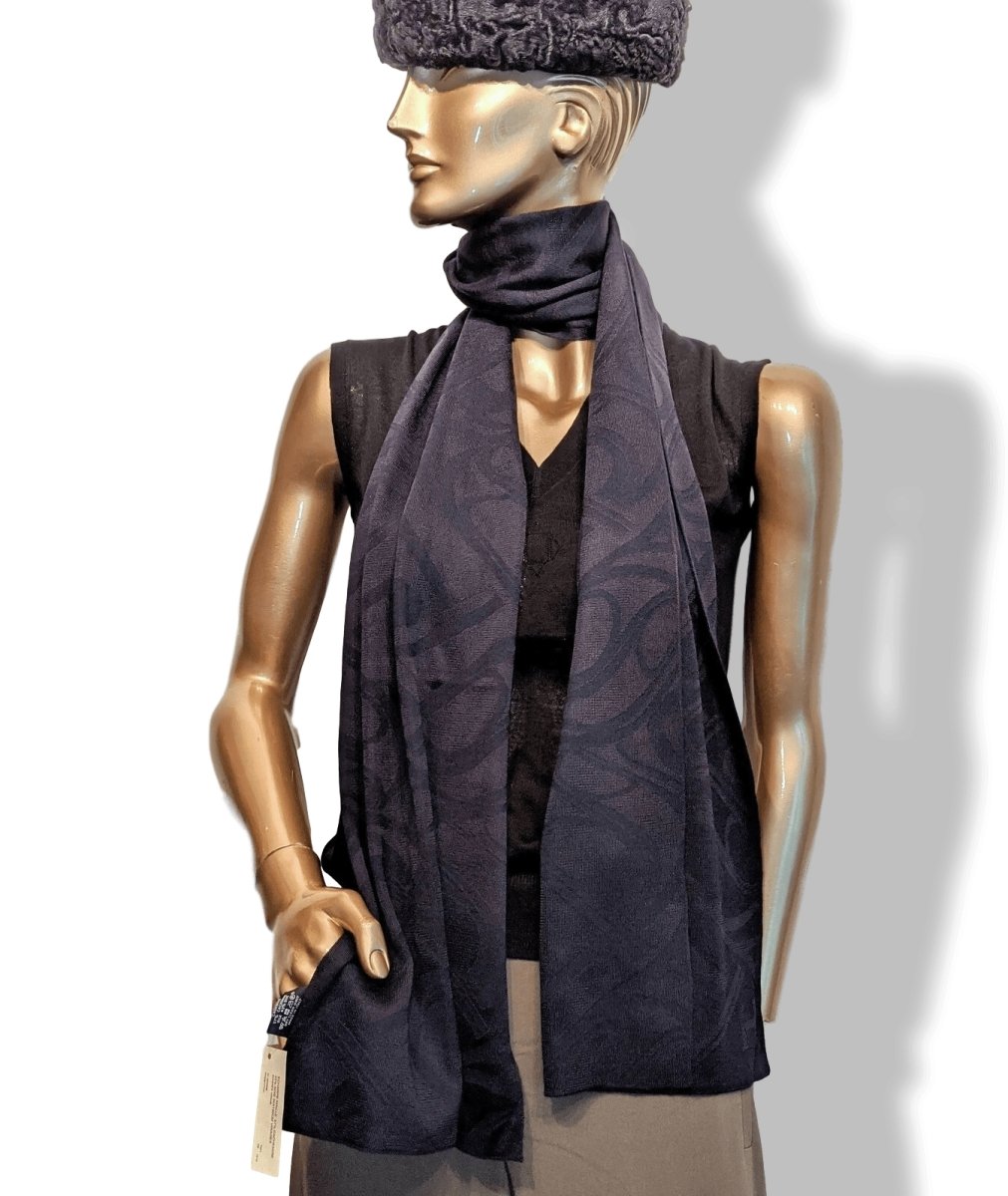 Hermes Navy VIRAGE MUFFLER 57% Cashmere Stole 30 x 190cm cm, BNWT! - poupishop