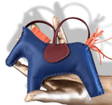 Hermes Navy/Coral/Grenat Lamb Milo RODEO GM Horse Bag Charm, BNWIB! - poupishop