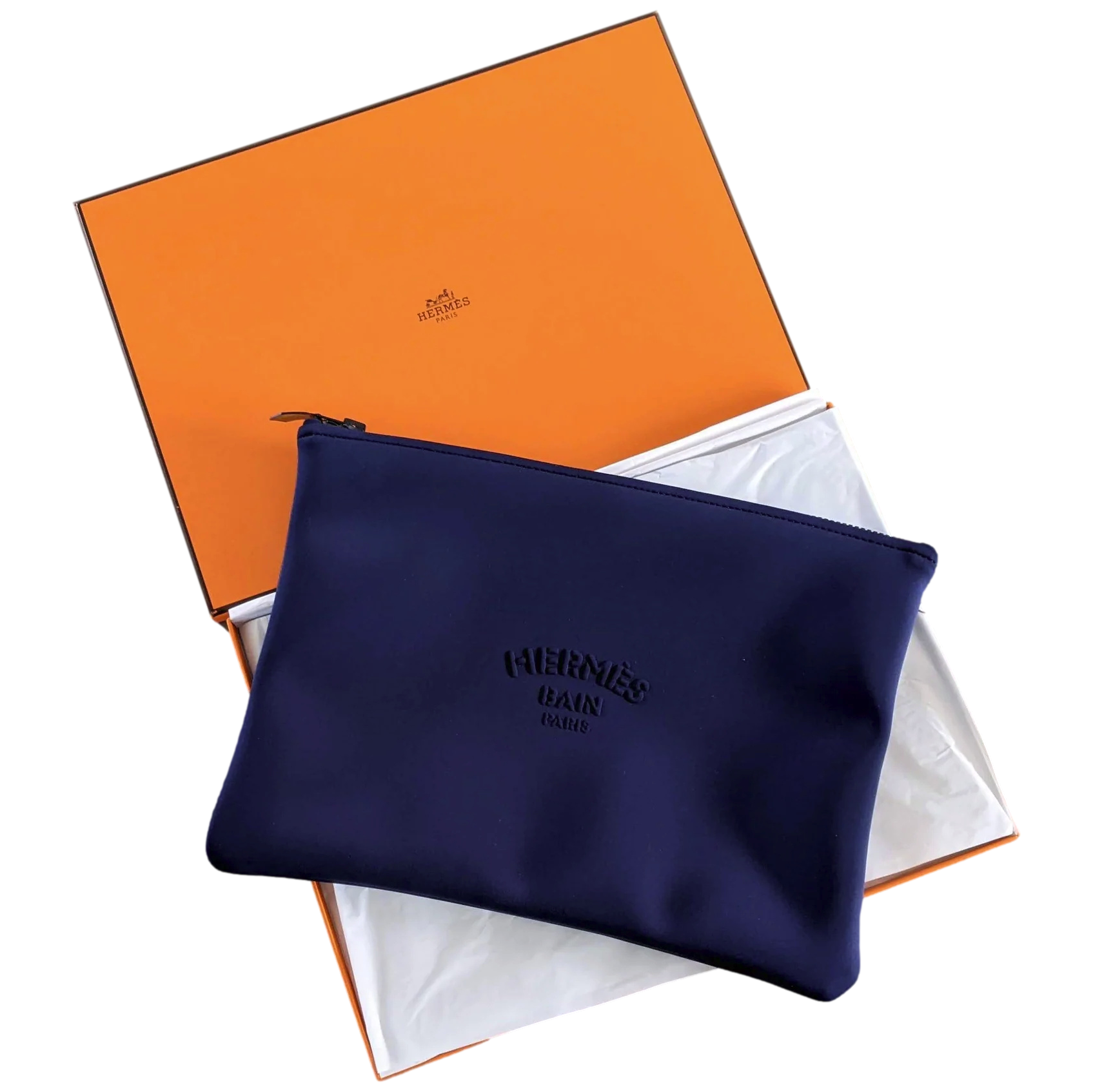 Hermes Marine "Trousse Neobain Grand Modele" Zipped Bath Case Pochette Bag GM