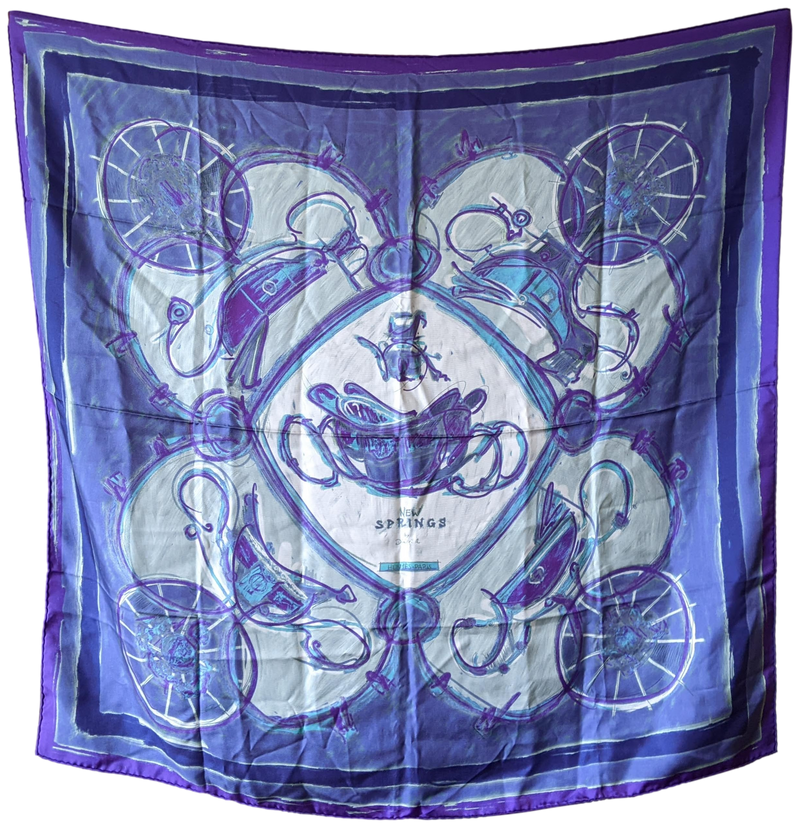 Produits Hermes 2009 Violet "New Springs" Twill Silk Scarf 90 x 90 cm