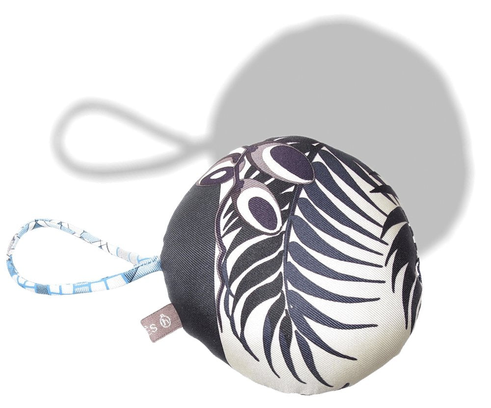 Hermes Night Blue White MYTHIQUES PHOENIX Big Petit H Printed Silk Bag Charm GM, NIB! - poupishop