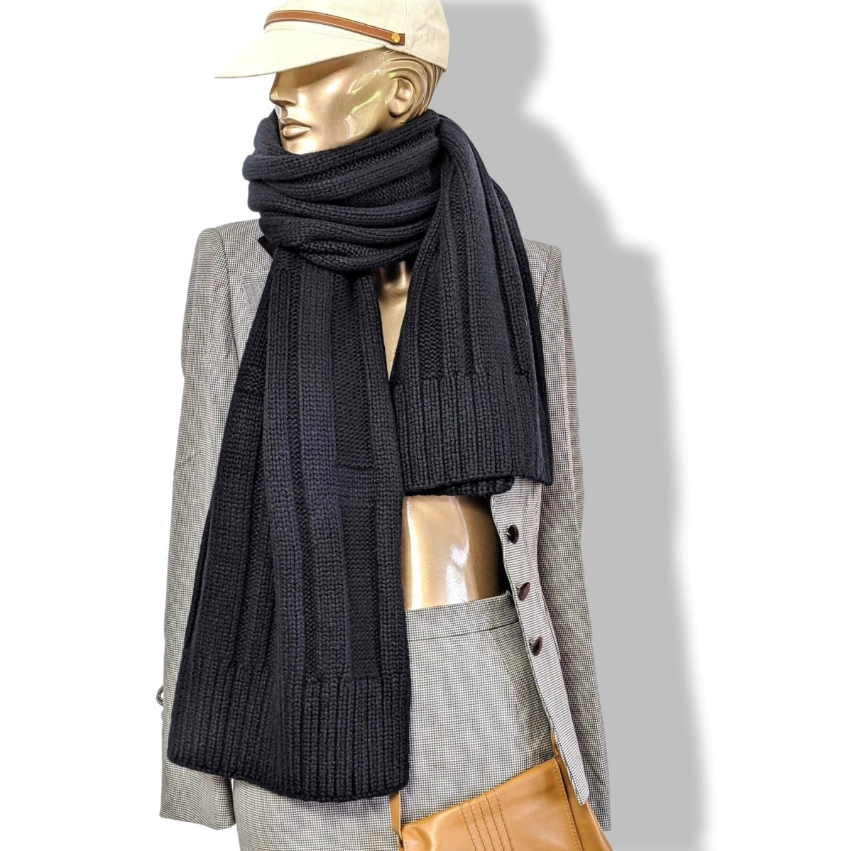 Hermes Noir 100% Cashmere H MUFFLER 40 x 200 CM, NIB - poupishop