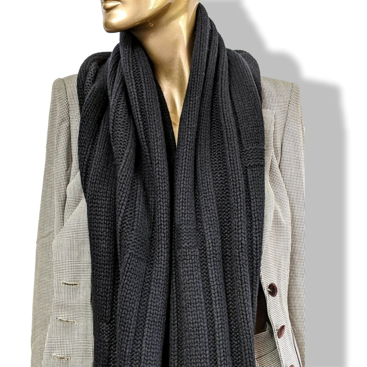 Hermes Noir 100% Cashmere H MUFFLER 40 x 200 CM, NIB - poupishop