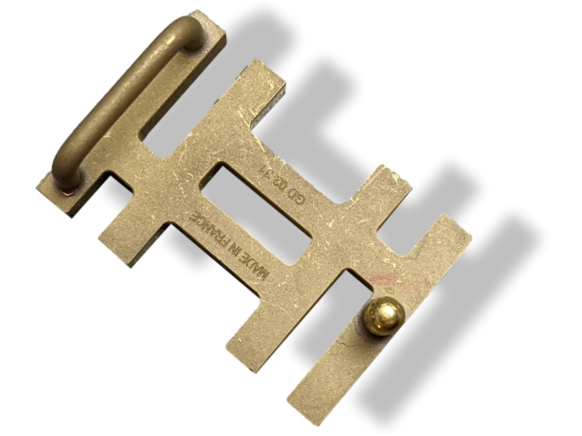 Hermes Noir/Blanc Plated Gold Laquered H AU CARRE Buckle 13 mm, Pochette! - poupishop