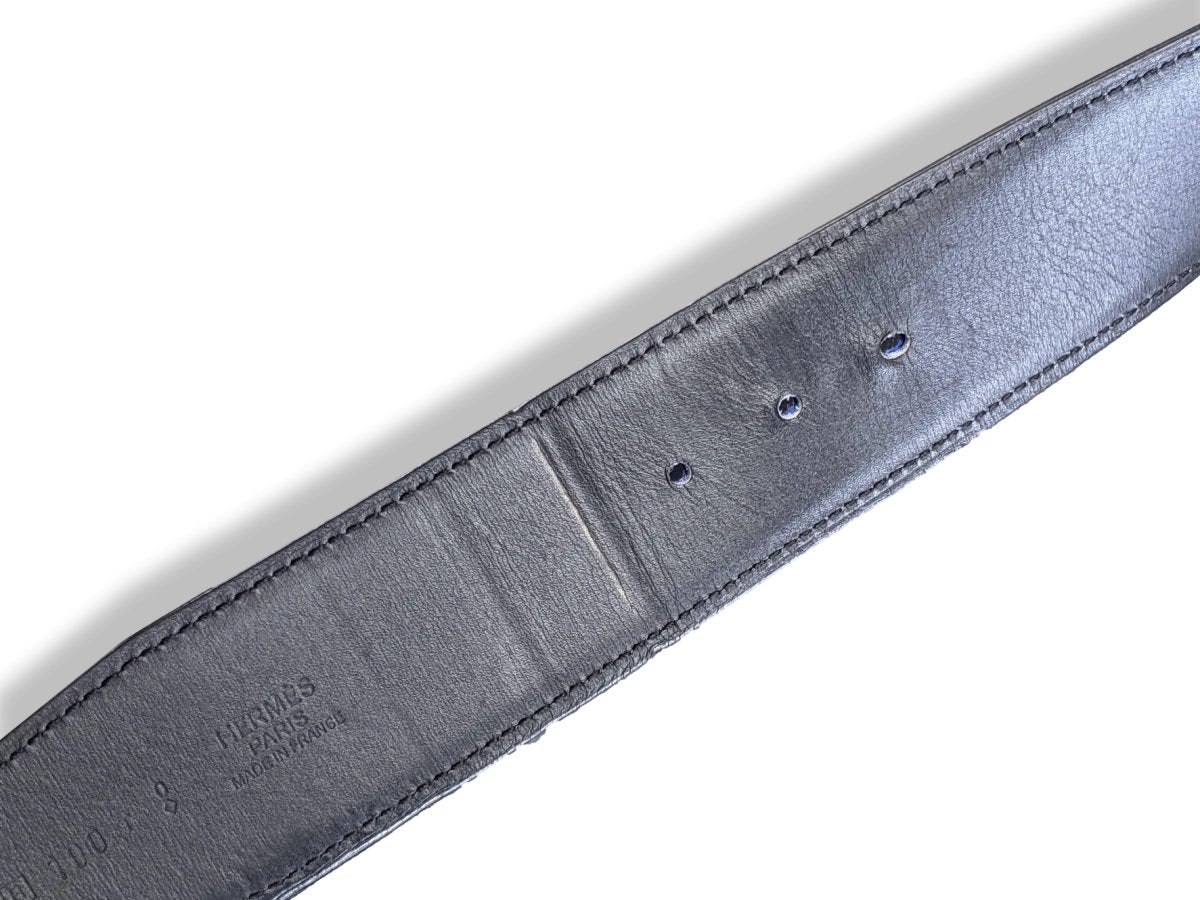 Hermes Noir/Bleu Magenta Barenia & Epsom Reversible Strap Belt 42 MM Sz 100, Used! - poupishop