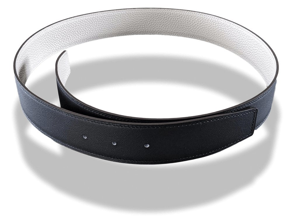 Hermes Noir/Gris Perle Chamonix/Togo Reversible Belt Strap 38 MM, BNWTIB! - poupishop