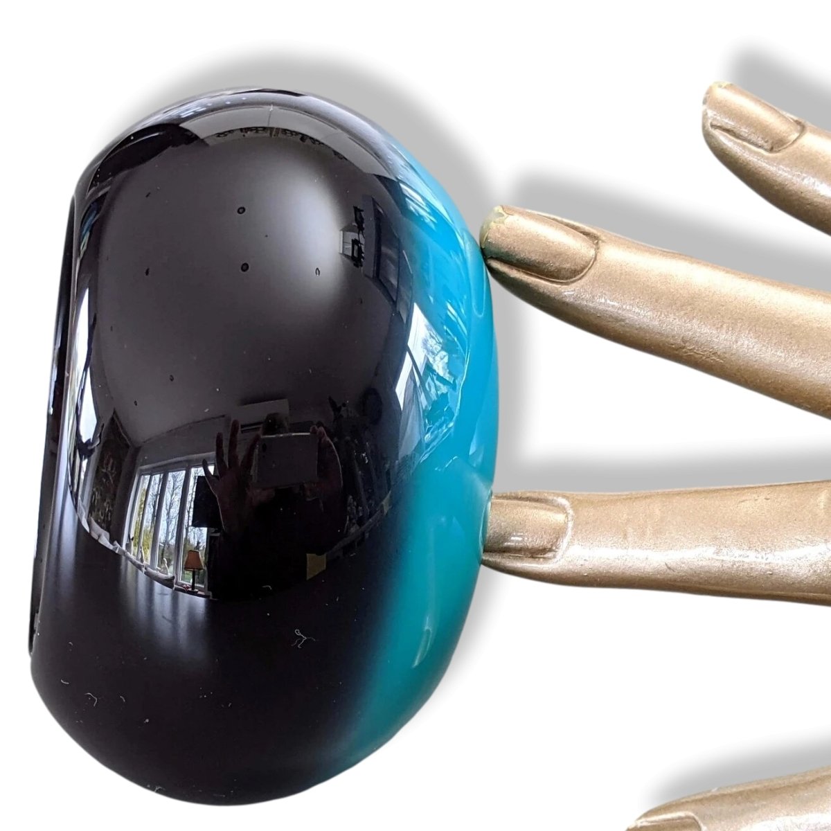 Hermes Noir/Menthe Laquered Wood DUNE Bangle Bracelet Sz L, New! - poupishop