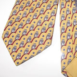 Hermes Ochre Yellow Owls Twill Silk Tie, Nr 7167 FA - poupishop