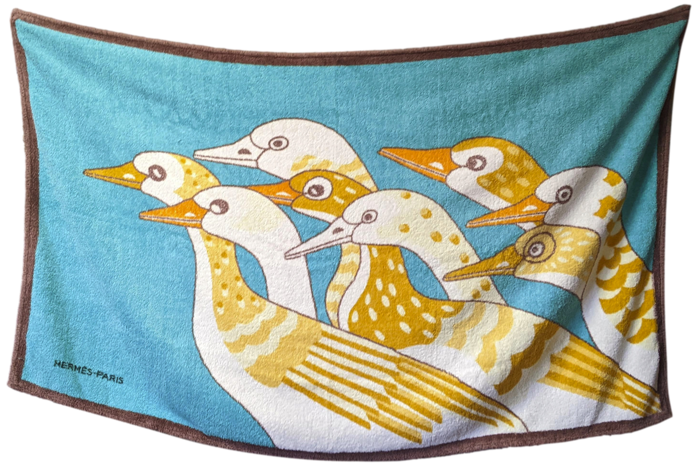 Produits Hermes Vintage "Oies" Tapis de Plage Terry Beach Towel 150 x 90cm