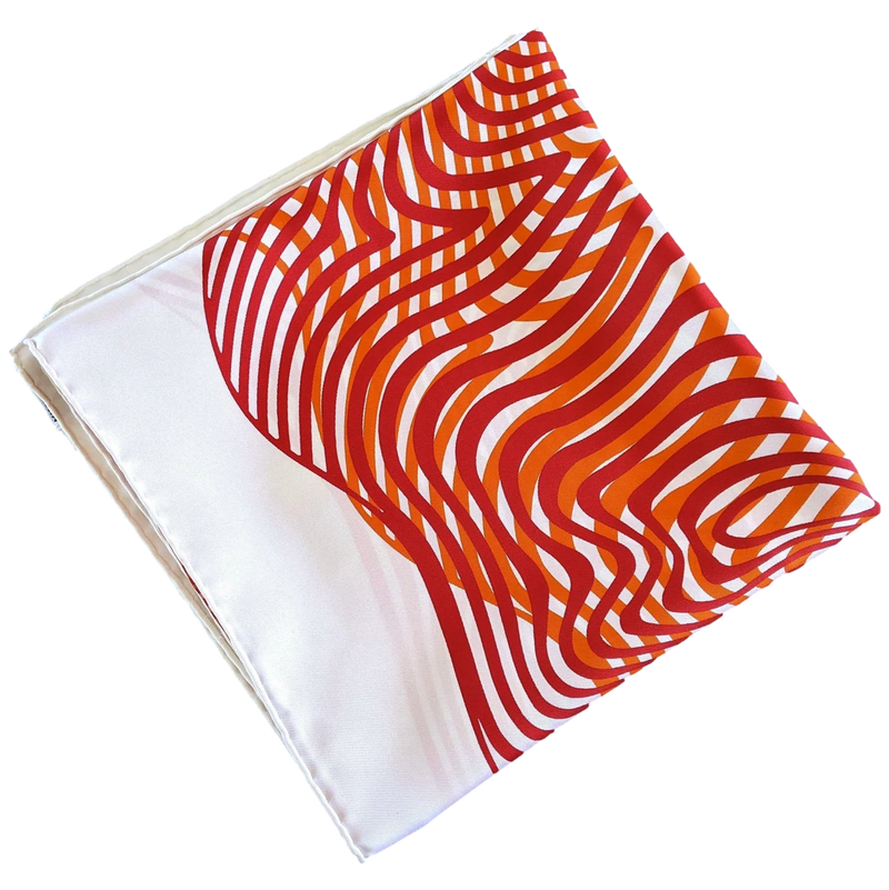 Hermes Orange/Rouge/Blanc "Onde de Chic" by Dimitri Rybaltchenko Twill 90cm