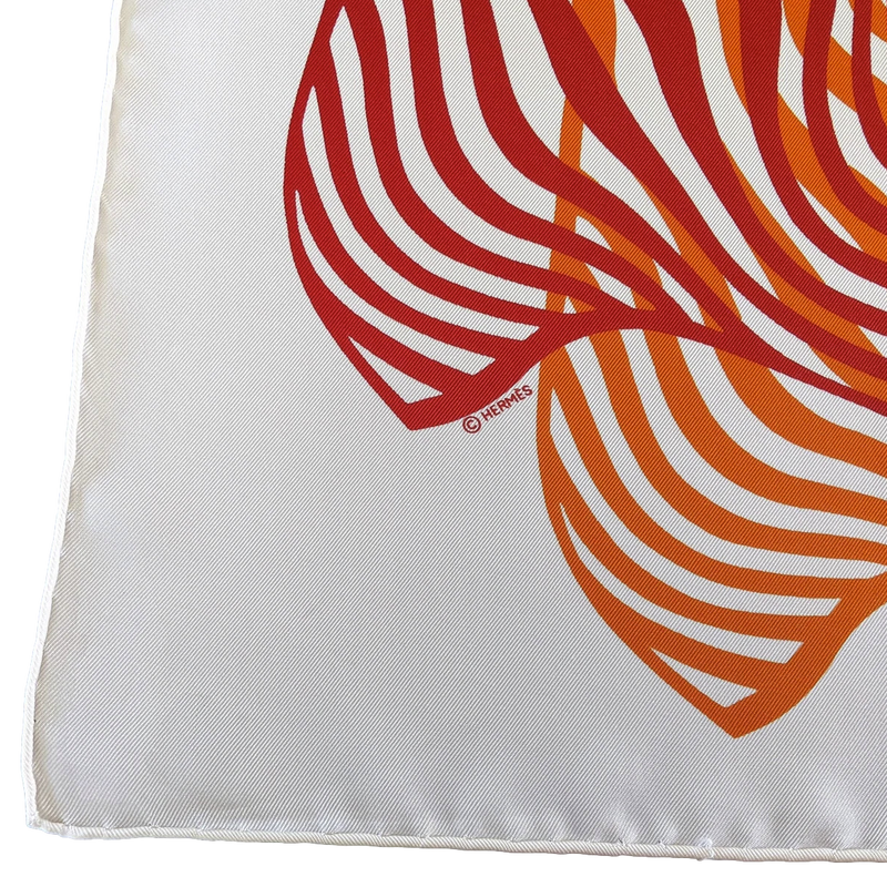 Hermes Orange/Rouge/Blanc "Onde de Chic" by Dimitri Rybaltchenko Twill 90cm