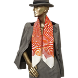 Hermes Orange/Rouge/Blanc "Onde de Chic" by Dimitri Rybaltchenko Twill 90cm