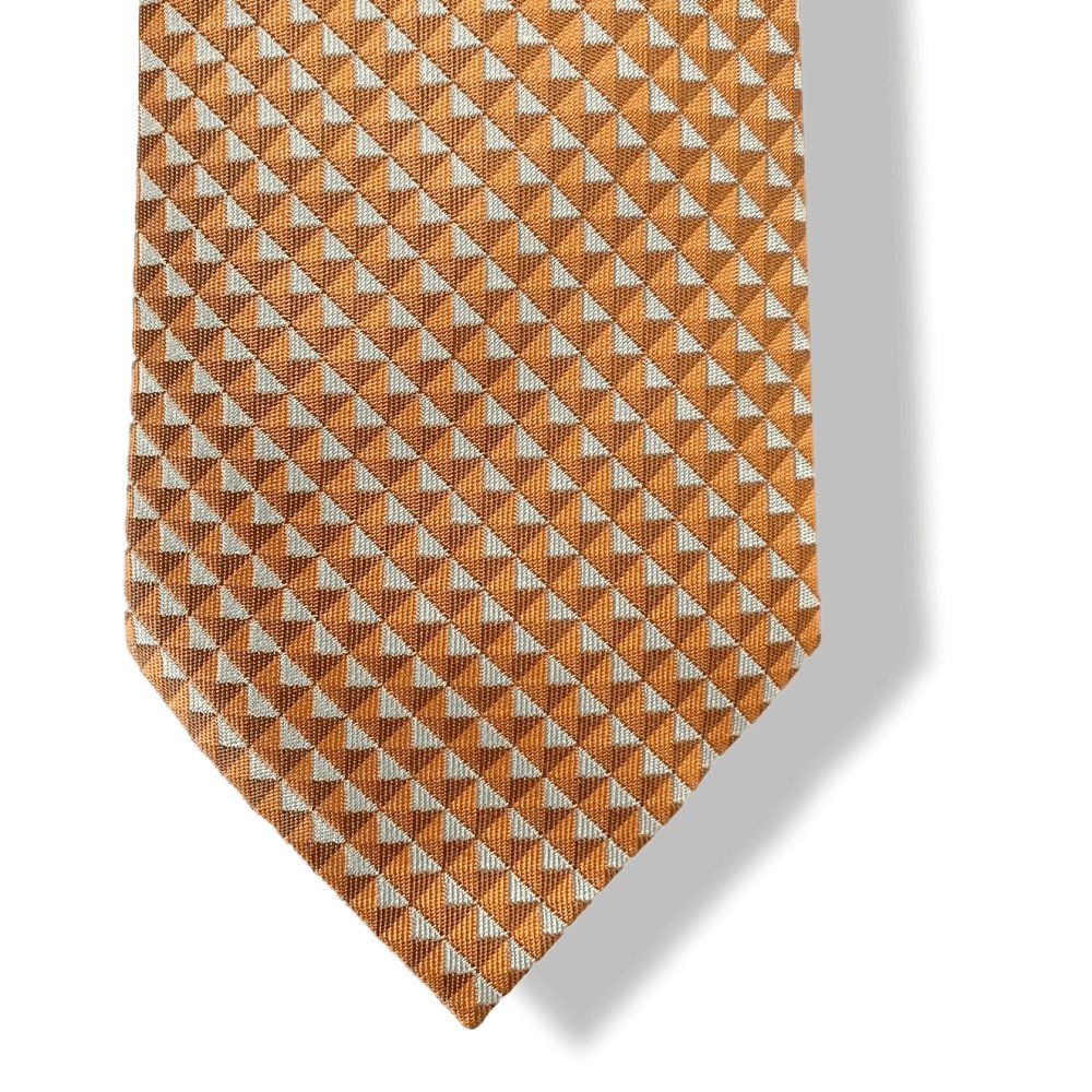 Hermes Orange Brown Grey Modern Art SOIE LOURDE Silk Tie 9cm, NWT in Pochette! - poupishop