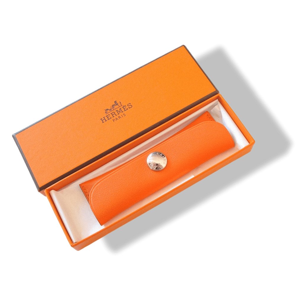 Hermes Orange Buffalo Horn Comb in Swift Calfskin Case, NIB! - poupishop