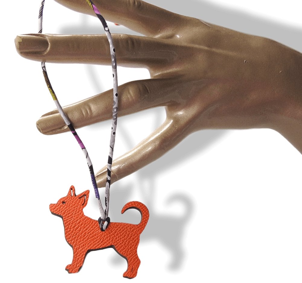 Hermes Orange Charcoal Dog Chihuahua Petit H Bag Charm PM, NIB! - poupishop