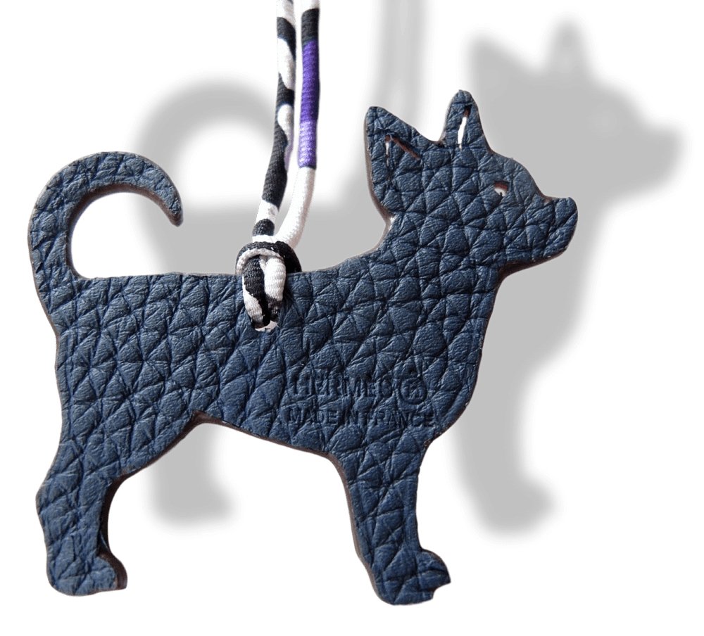 Hermes Orange Charcoal Dog Chihuahua Petit H Bag Charm PM, NIB! - poupishop