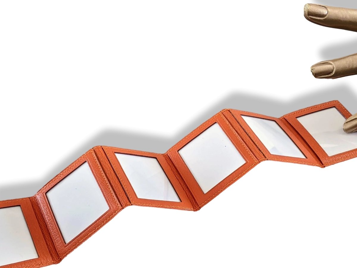 Hermes Orange Chevre Mysore GRAND PAPA PM 6 Views Photo Holder, New! - poupishop