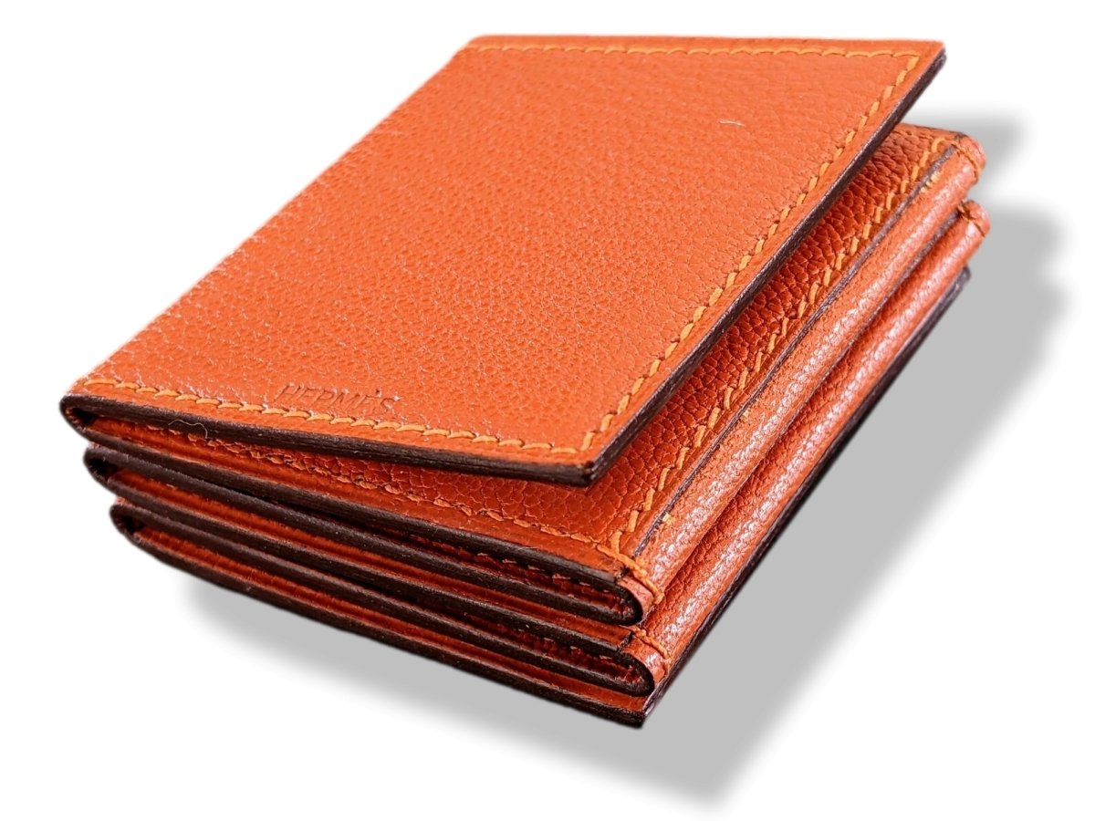 Hermes Orange Chevre Mysore GRAND PAPA PM 6 Views Photo Holder, New! - poupishop