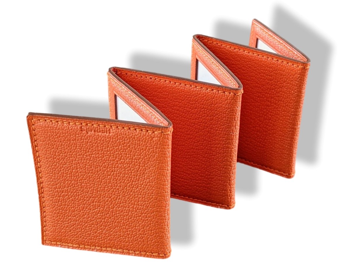 Hermes Orange Chevre Mysore GRAND PAPA PM 6 Views Photo Holder, New! - poupishop