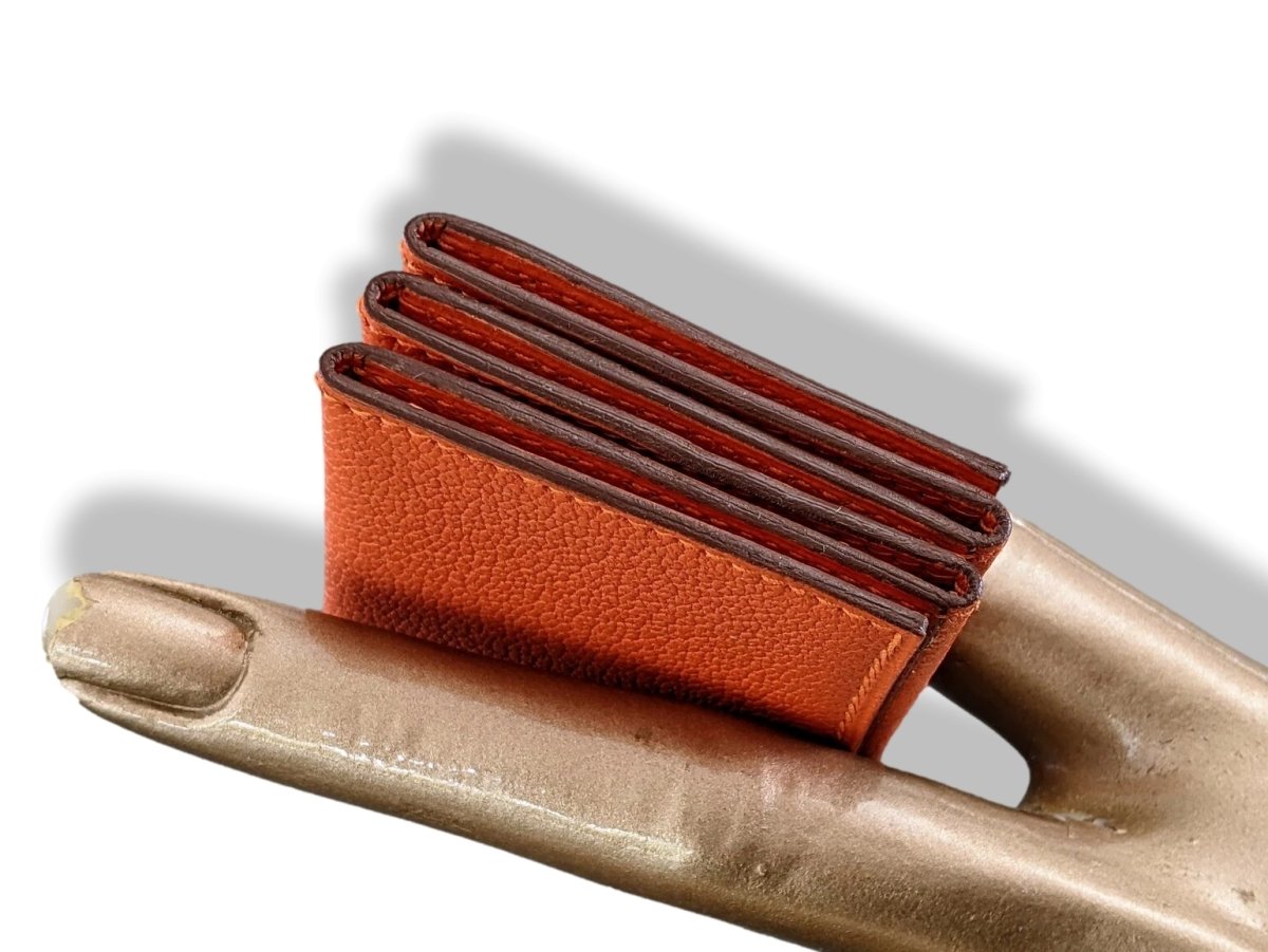 Hermes Orange Chevre Mysore GRAND PAPA PM 6 Views Photo Holder, New! - poupishop