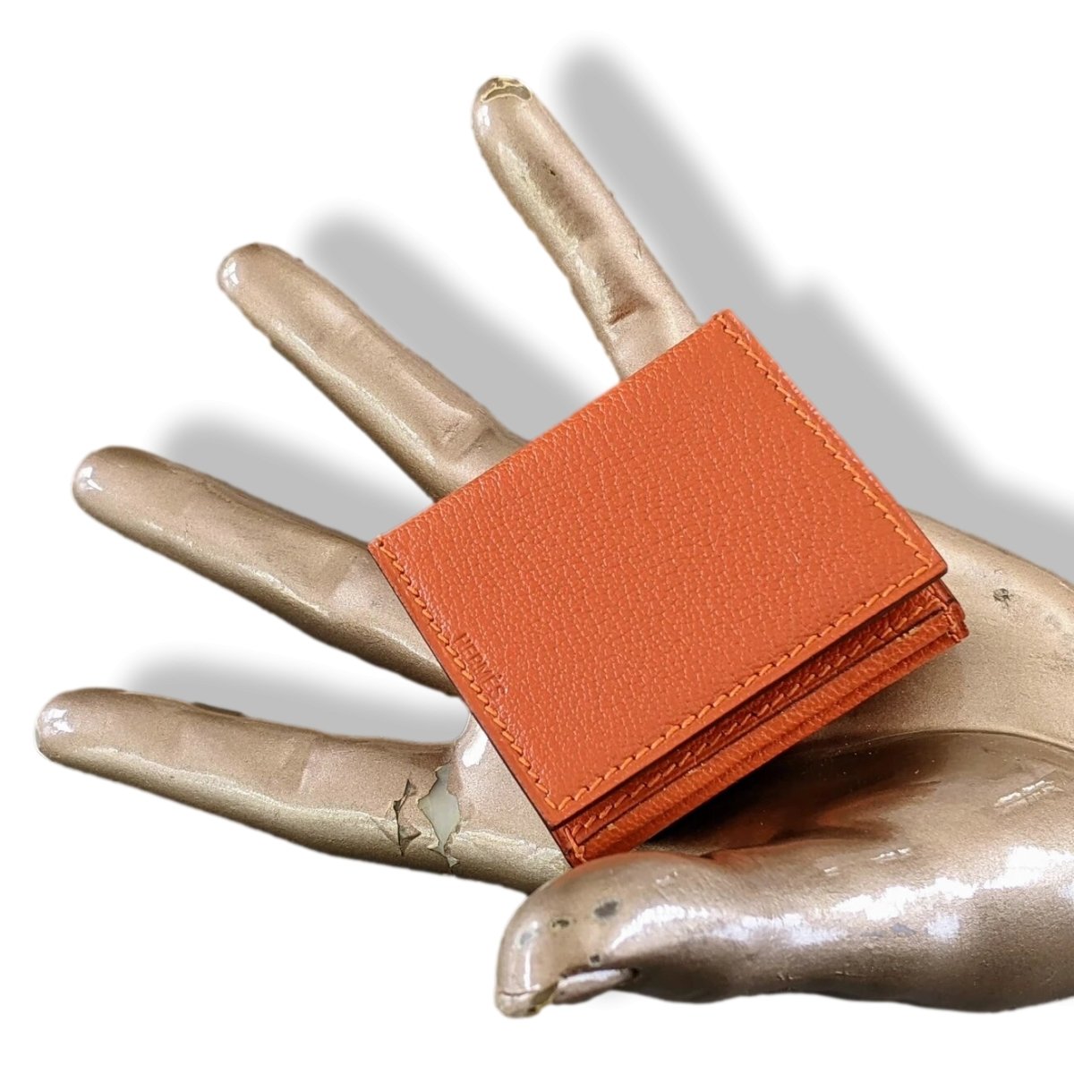 Hermes Orange Chevre Mysore GRAND PAPA PM 6 Views Photo Holder, New! - poupishop