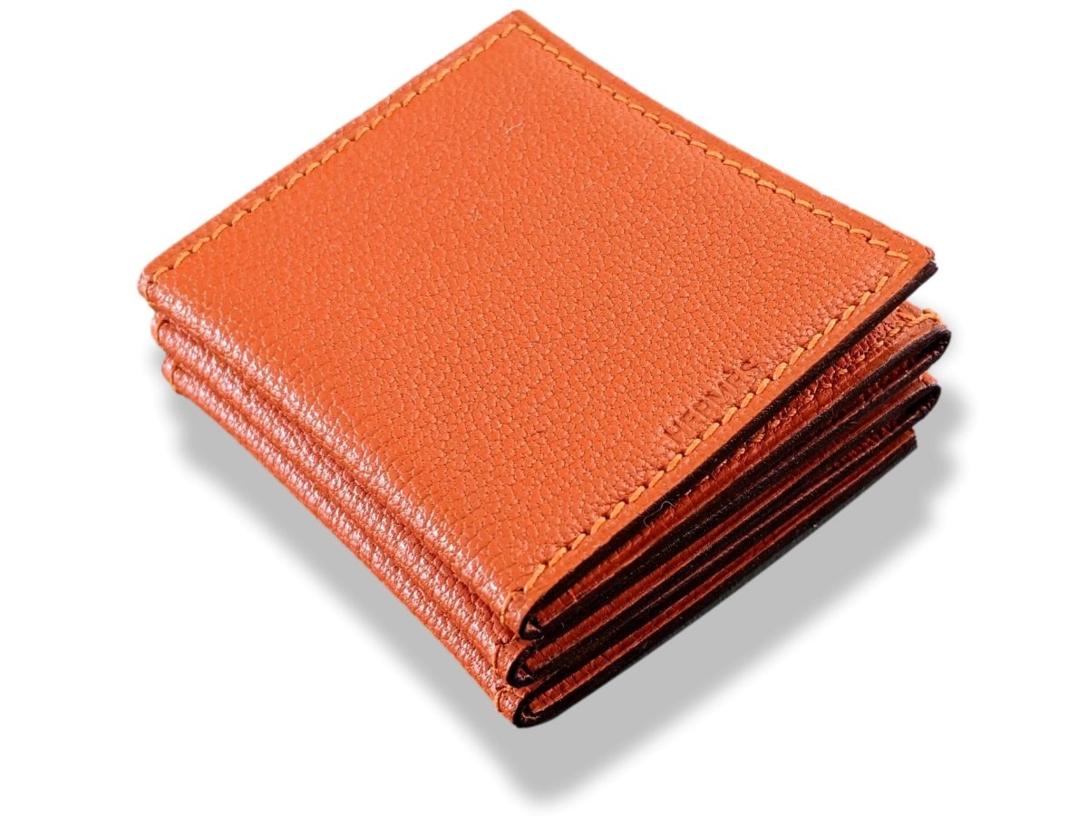 Hermes Orange Chevre Mysore GRAND PAPA PM 6 Views Photo Holder, New! - poupishop