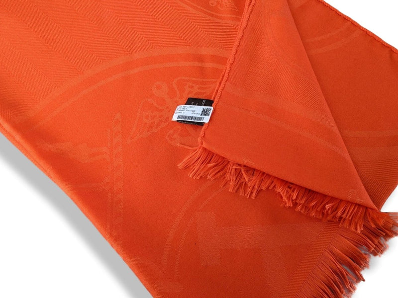 Hermes Orange Exotique ETOLE NEW LIBRIS CONFESSIONS D'EX-LIBRIS Muffler Fringed 85% Cashmere/15% Silk 75 x 210 cm, BNWT! - poupishop
