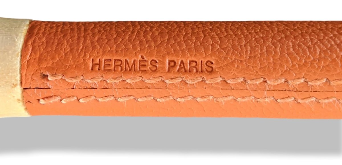 Hermes Orange Goatskin Leather and Wood Horse CROP, BNIB! - poupishop
