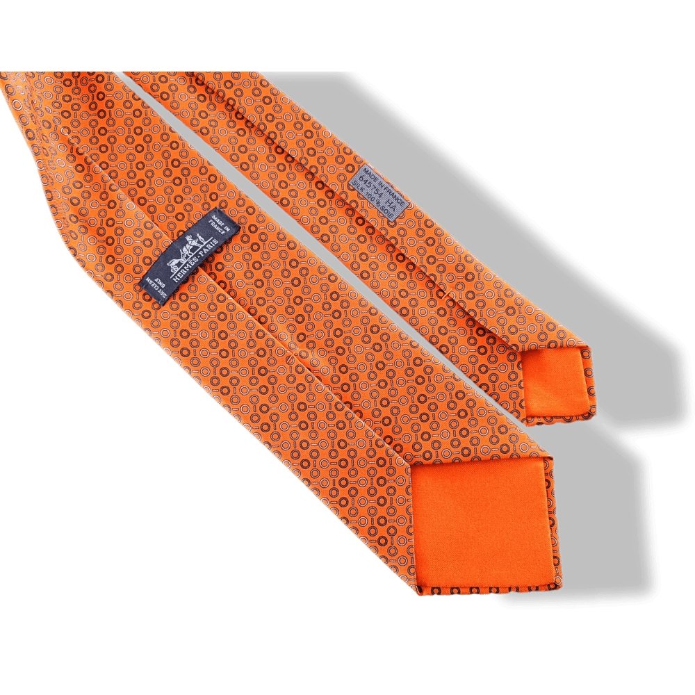Hermes Orange Heavy Silk SEARCH Silk Tie 8 CM 645754 HA, BNEW! - poupishop