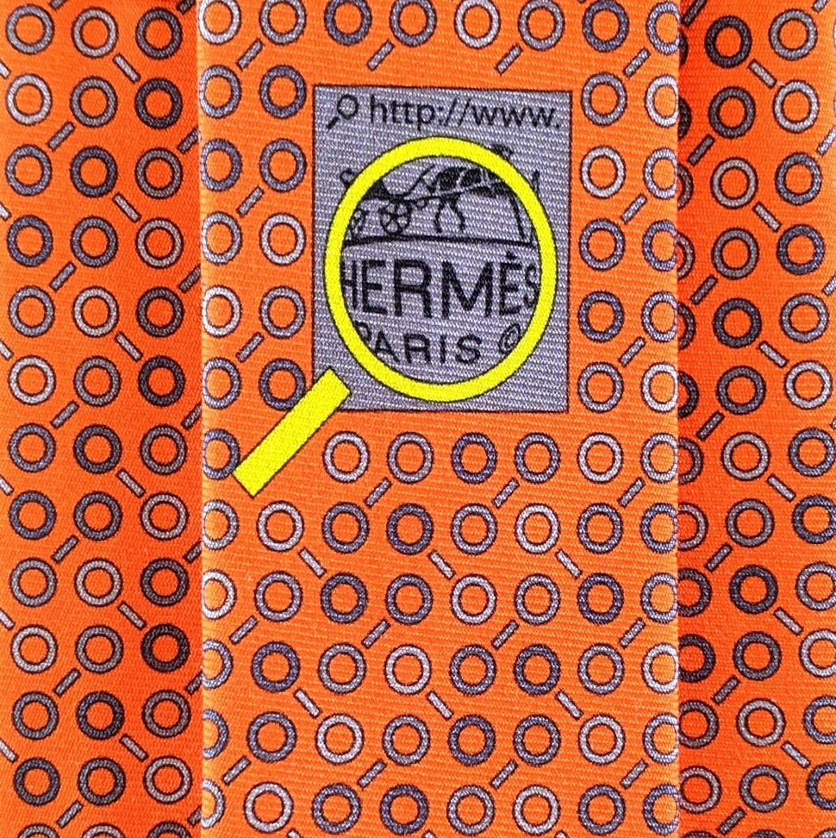 Hermes Orange Heavy Silk SEARCH Silk Tie 8 CM 645754 HA, BNEW! - poupishop