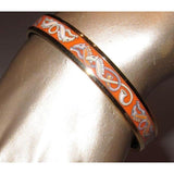Hermes Orange Horses Printed Enamel/Gold Bangle Bracelet - poupishop