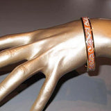 Hermes Orange Horses Printed Enamel/Gold Bangle Bracelet - poupishop