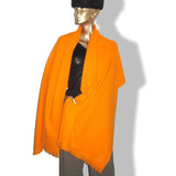 Hermes Orange Kumquat ETOLE CACHEMIRE SOFT Fringed Stole 100% Cashmere 72 x 220 cm, BNWT - poupishop