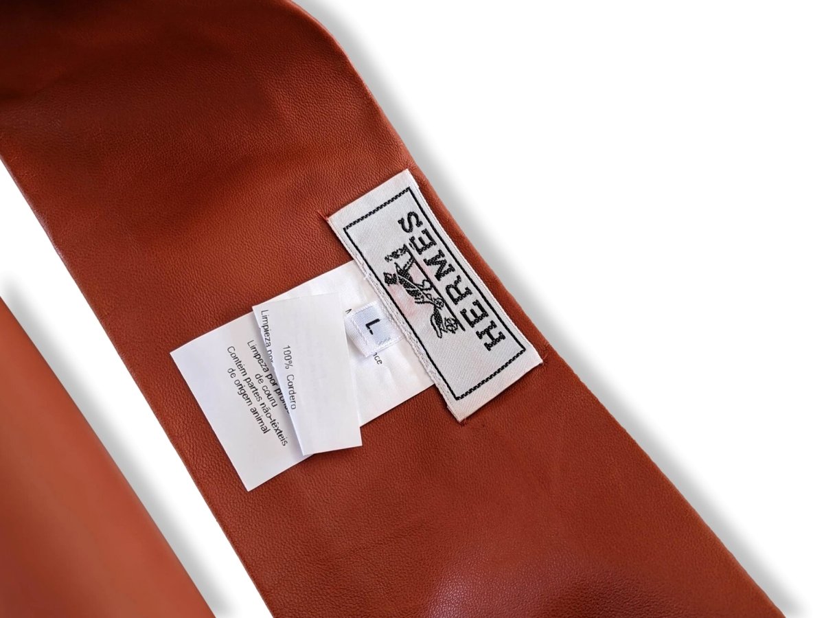 Hermes Orange Rouille Lambskin Headband Sz L, Xtra Supple Skin, New! - poupishop