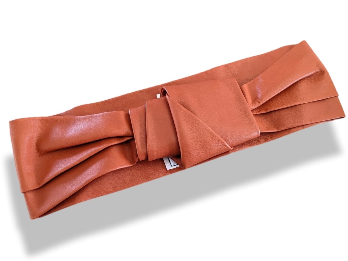 Hermes Orange Rouille Lambskin Headband Sz L, Xtra Supple Skin, New! - poupishop