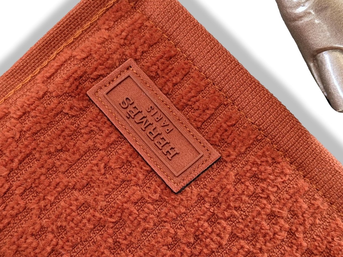 Hermes Orange Rust Small Hand Wash Towel in Terry, New! - poupishop