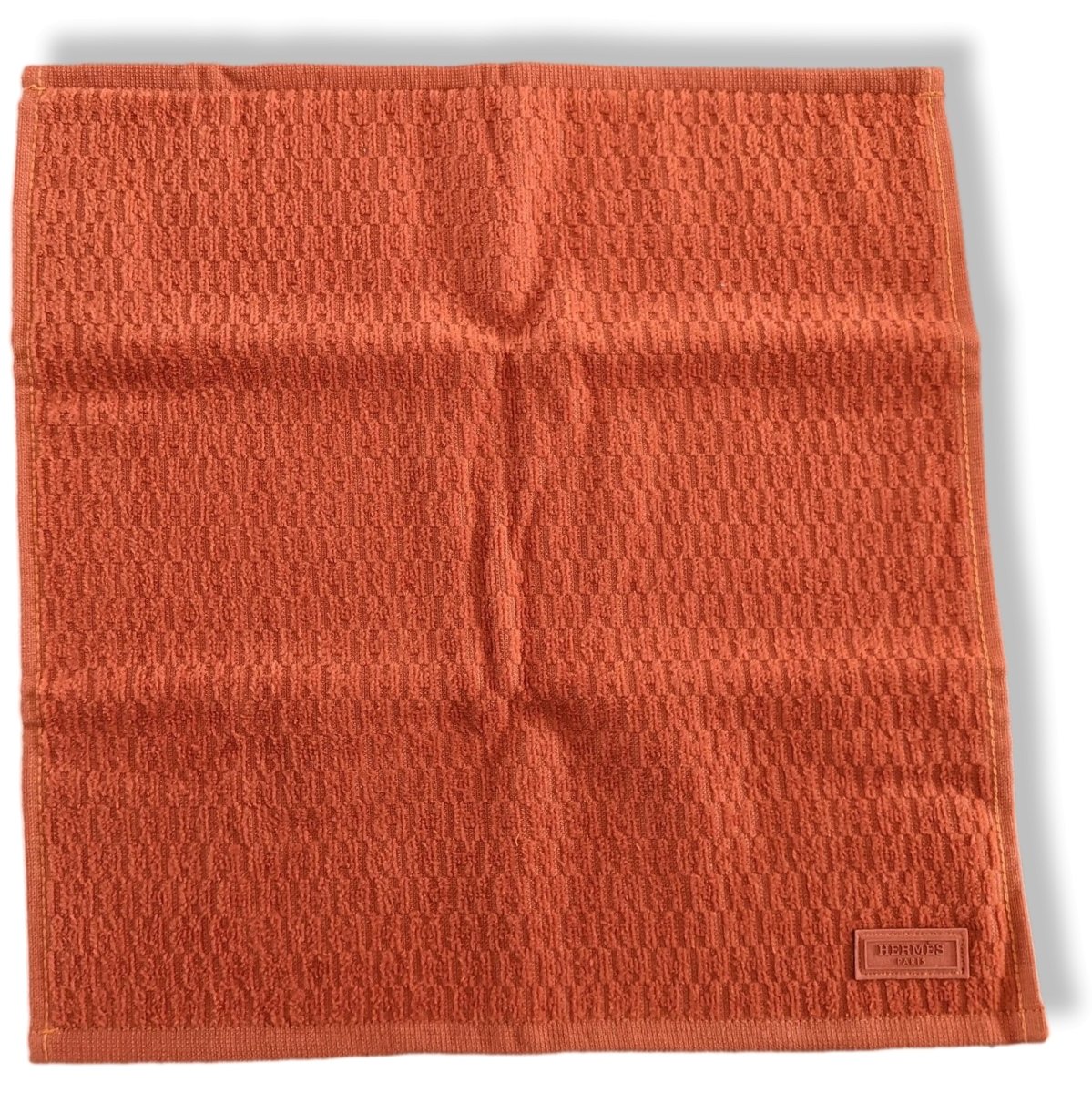 Hermes Orange Rust Small Hand Wash Towel in Terry, New! - poupishop