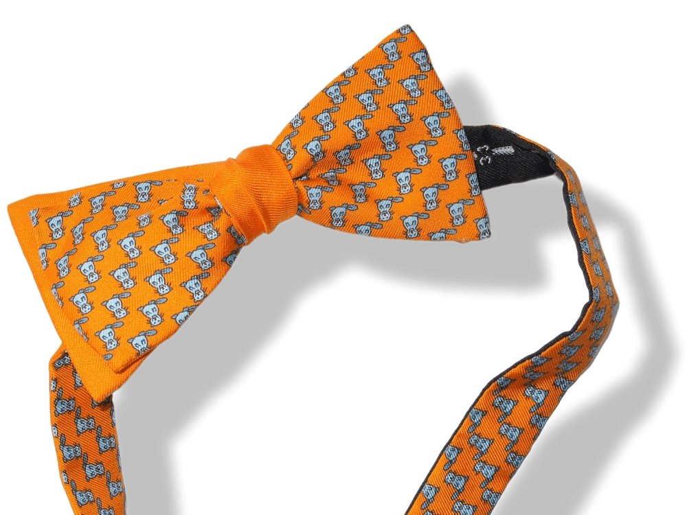 Hermes Orange Self-Tie BEAVER Bow Tie Adjustable Size, New! - poupishop