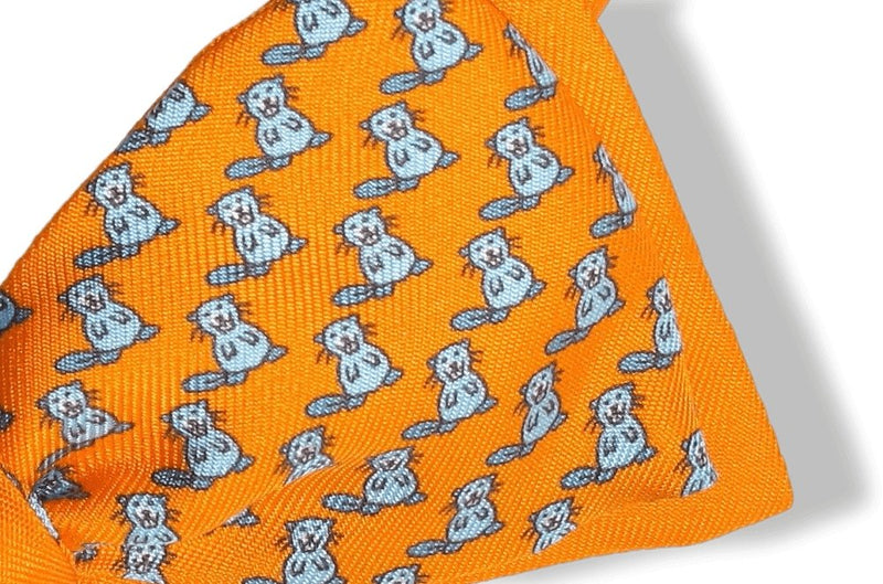 Hermes Orange Self-Tie BEAVER Bow Tie Adjustable Size, New! - poupishop