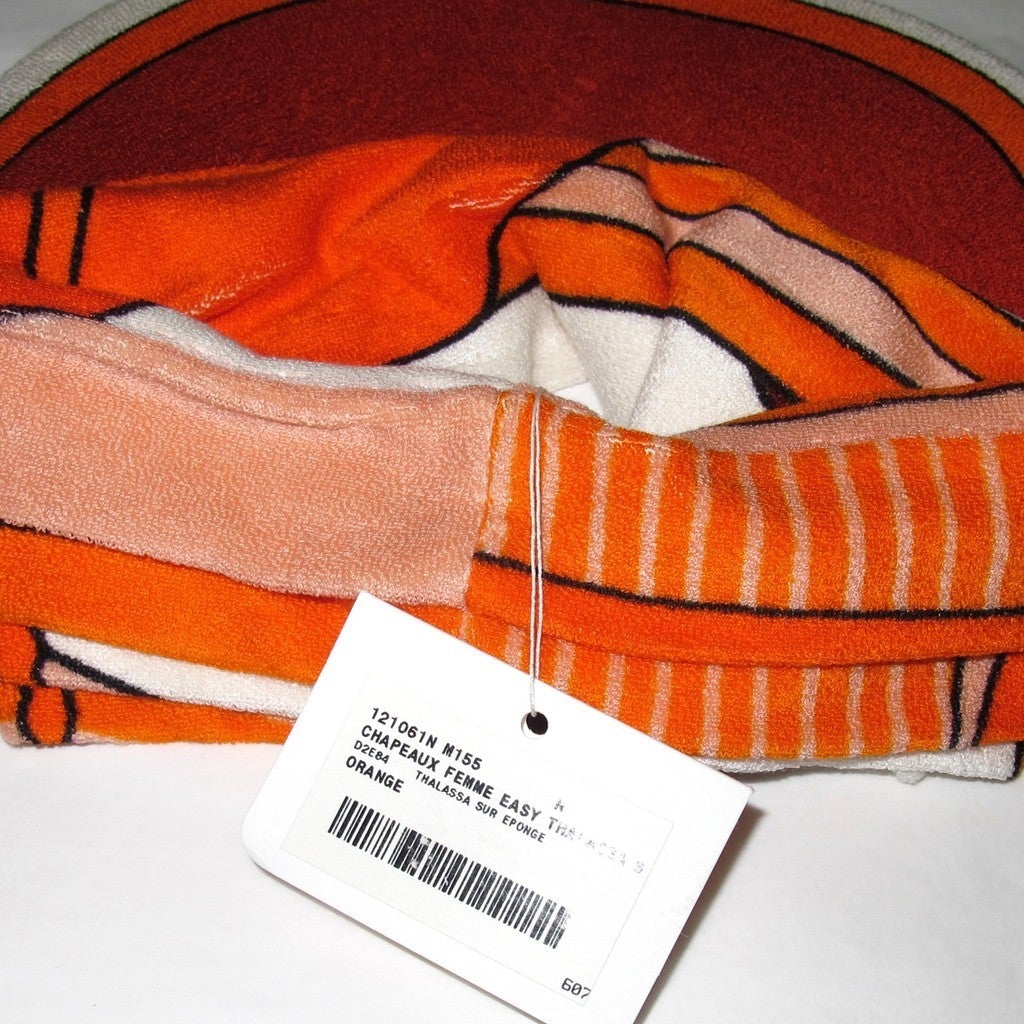 Hermes Orange Sponge Easy Thalassa Cap Hat Sz55, NWT! - poupishop