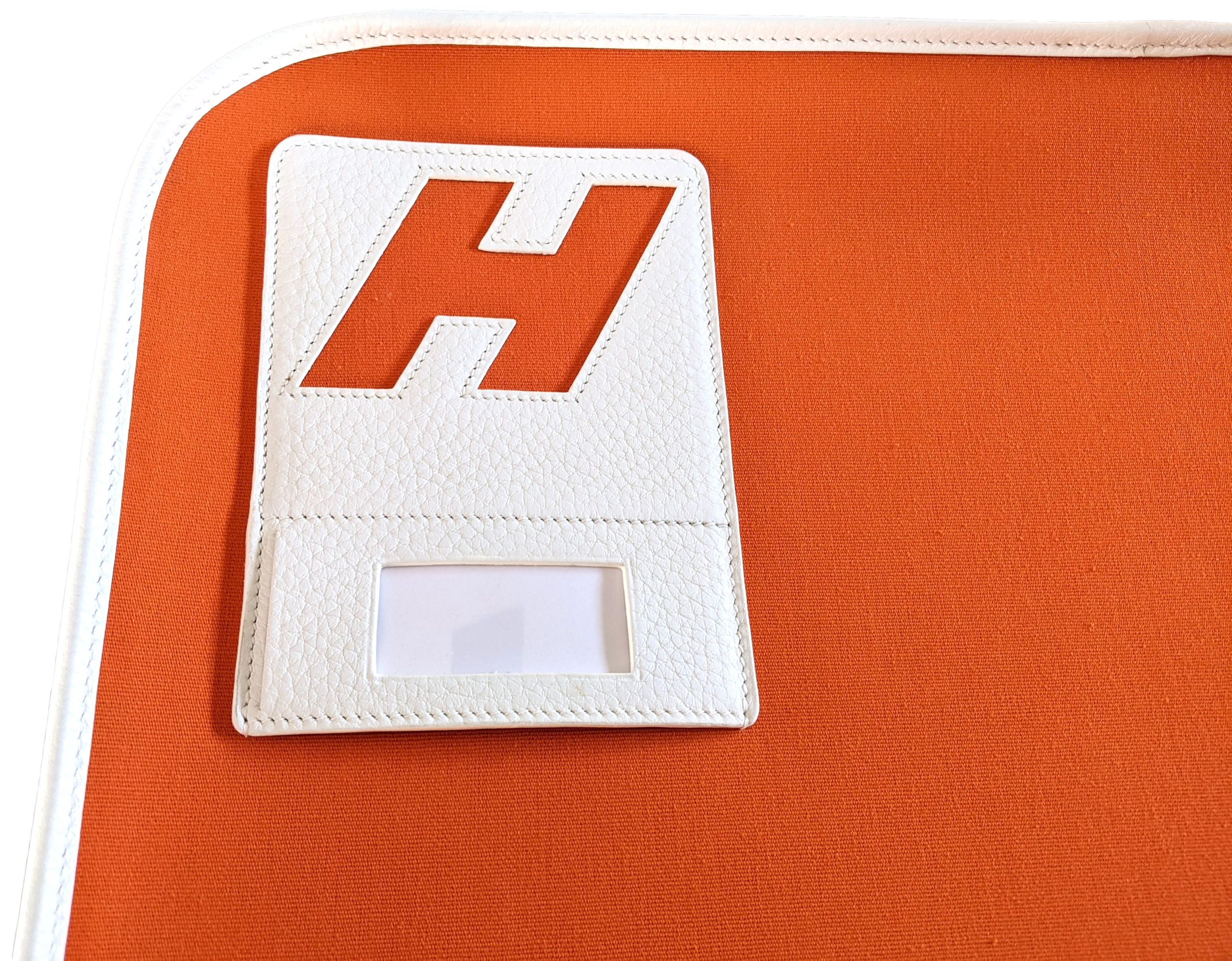 Hermes 2009 Orange/White "Suitcase H" Valise Toile Orange et Cuir Clemence Blanc PHW