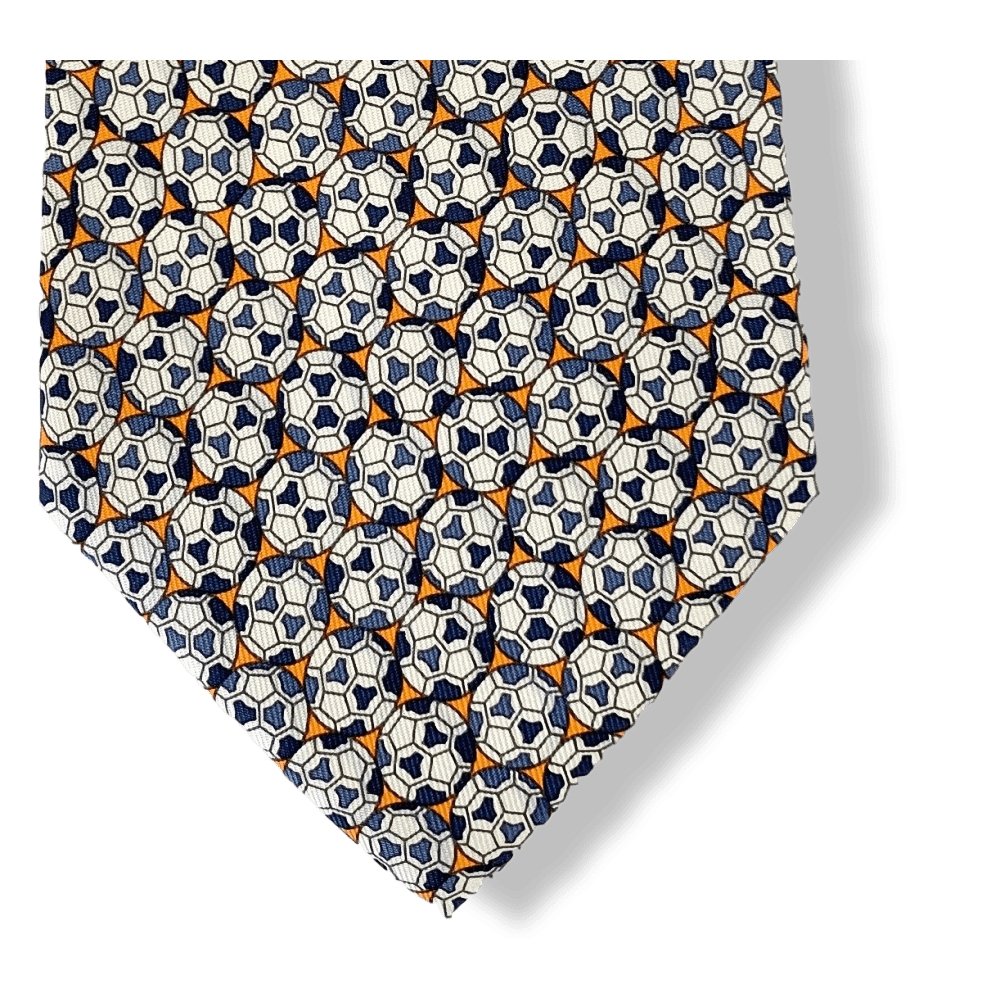 Hermes Orange Thalassa Marine GOAL! Twill Silk Tie 9CM, NWT in Pochette! - poupishop