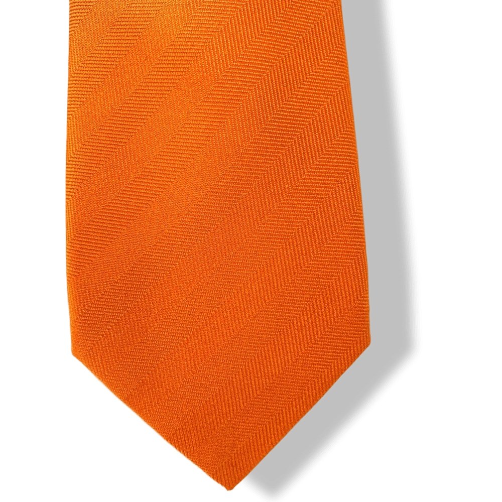Hermes Orange UNIE CHEVRON Silk Tie 7cm, NWT in Pochette! - poupishop