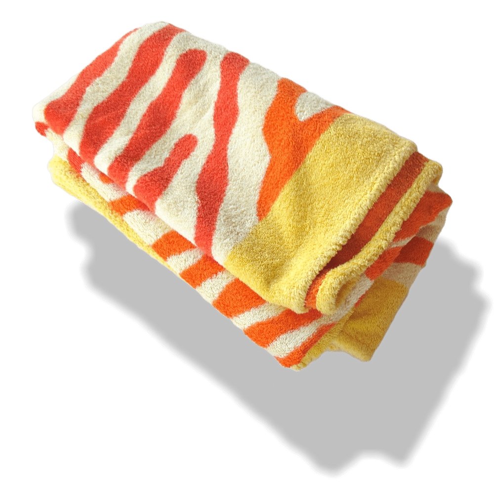 Hermes Orange Yellow FONDS MARINS Cotton Terry Coral Beach Towel, Mint! - poupishop