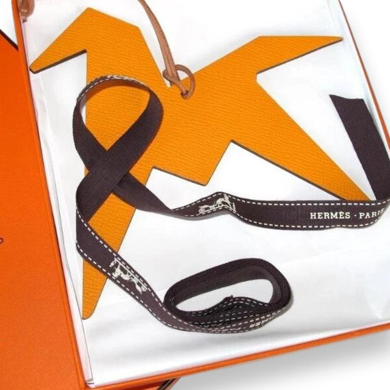 Hermes Orange/Antracite Origami Pegase Petit H Bag Charm XXL, NIB! - poupishop