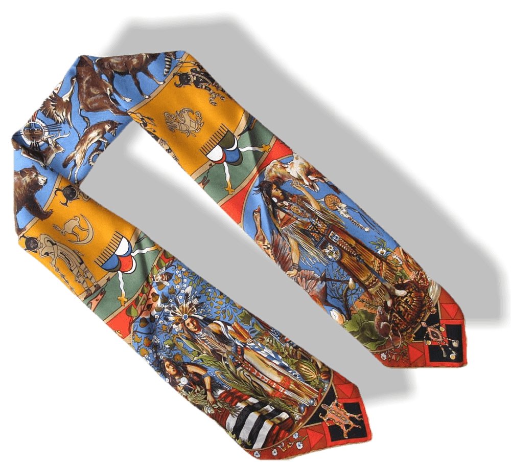 Hermes Orange/Blue Mythologies des Hommes Rouges Blanc Matte Overlay Twill 90cm, Box! - poupishop