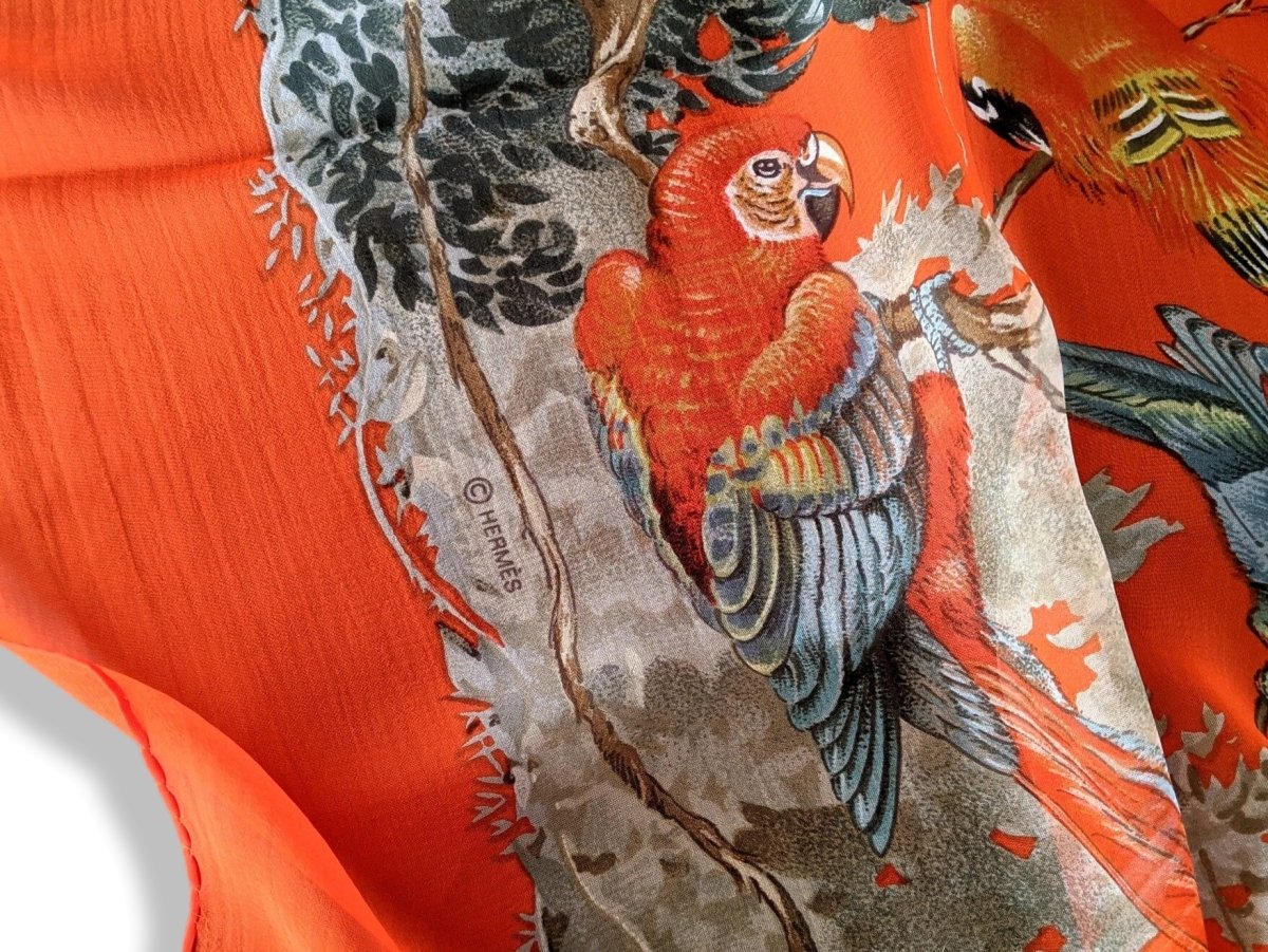 Hermes Orange/Celadon EQUATEUR by Robert Dallet Mousseline 140, Box! - poupishop